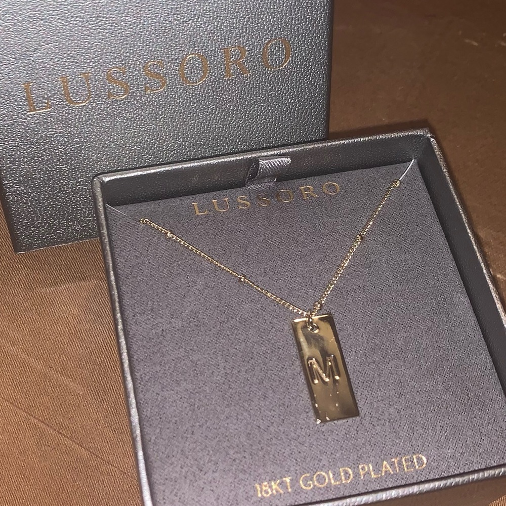 NEW: Lussoro 18k Gold Plated Initial M Necklace
